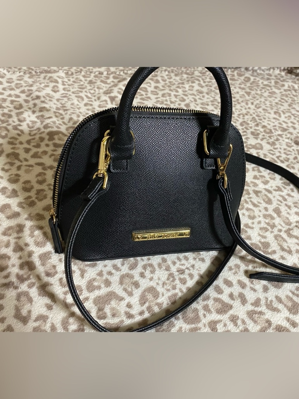 Betsey Johnson Black Dome Satchel with Gold Hardware